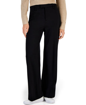 Tommy Hilfiger Women's Pont?-Knit Wide-Leg Pants Black Size 10 MSRP $90