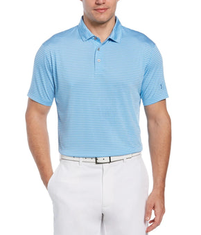 Pga Tour Men's Feeder Stripe Performance Golf Polo Top Shirt Blue Size L $60