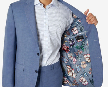 Sean John Mens Classic Fit Floral Suit Jacket Blue Size 36S MSRP $360