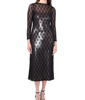CeCe Womens Lace Sheath Dress Size M Black MSRP $99