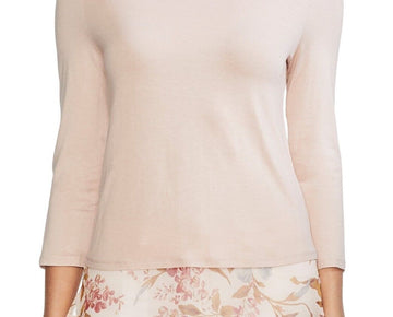 Vince Camuto Mixed-Media Boat-Neck Top Pink Size S