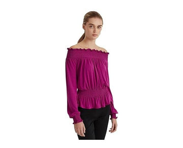 LAUREN Ralph Lauren Petite Jersey Off-the-Shoulder Top Purple Size PL MSRP $80