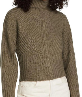 Theory Women's Sculpted Wool Cashmere Sweater TOP Green Olive Size M $345
