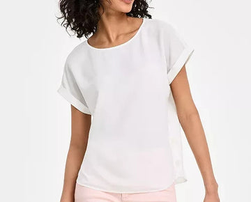 Jones New York Women's Short-Sleeve Button-Detail Top Cream Size M MSRP $70