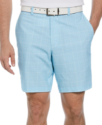 Pga Tour Mens Regular fit Golf Shorts Blue Size 42 / 8 Inseam Light Blue Check