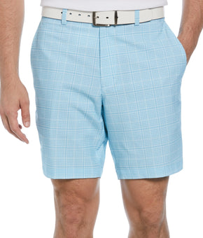 Pga Tour Mens Regular fit Golf Shorts 30 / 8 Inseam Light Blue Check