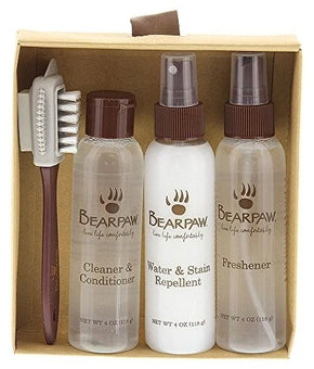 BEARPAW Cleaning Boot Care Kit - Brush, Freshener, Conditioner, Stain Repellent