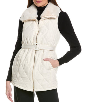 Anne Klein womens Quilted Vest, l, White Size L MSRP $119