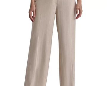 DKNY Womens Mid-Rise Wide-Leg Full Parchment Beige Size 18 MSRP $109