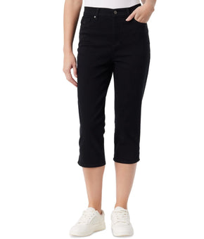 Gloria Vanderbilt Women's Amanda Capri Slit Jeans Black Size 10 Cotton Blend