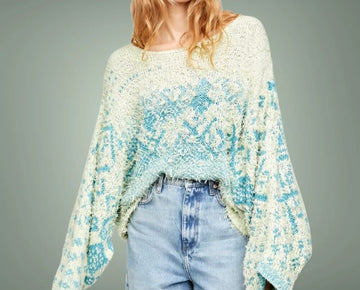 Free People Midnight Beach Rib Off-the shoulder Sweater Pullover Medium M NWT