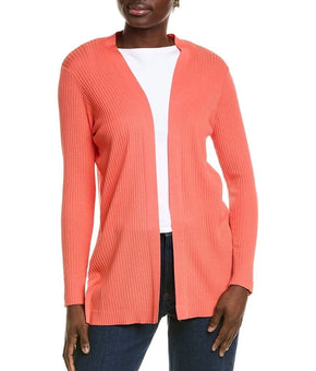 Jones New York Women Side-Slit Cardigan Sweater Coral Orange Size M MSRP $90