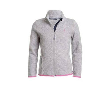 Nautica Little Girls Zip-Up Sweater Grey Pink Size M (8/10)