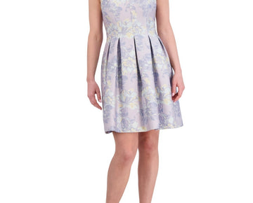 Vince Camuto Floral-Jacquard Sweetheart-Neck Fit Flare Dress Purple Size 2 $188