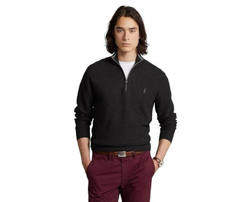 Polo Ralph Lauren Mens Mesh-Knit Cotton Quarter Dark Granite Grey Size S $138