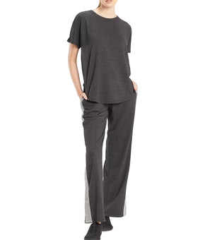 JOSIE NATORI Women's Chi French Terry Split-Back Top Dark Gray Size L MSRP $52