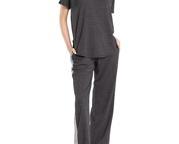 JOSIE NATORI Women's Chi French Terry Split-Back Top Dark Gray Size L MSRP $52