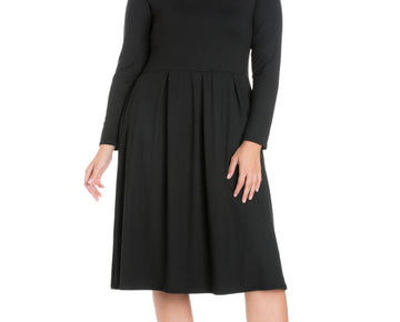 24Seven Comfort Apparel Fit & Flare Midi Dress Black Plus Size 2X MSRP $77