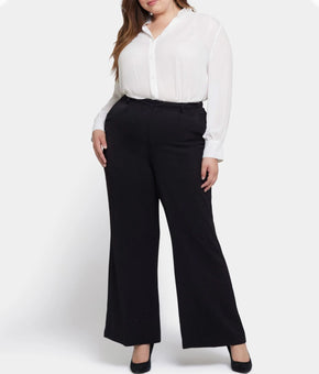 NYDJ Plus Size 20W Black 100% polyester High Rise Wide Leg Trouser Pants $119