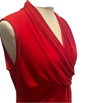 DKNY Womens SLEEVELESS WRAP Top Size S Red