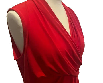 DKNY Womens SLEEVELESS WRAP Top Size L Red