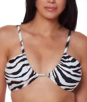 Bar III Womens Bikini Top Swimsuit Stretch Adjustable Strap Black White Size S