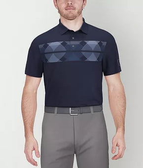 Pga Tour Mens Regular fit Short Sleeve Polo Shirt Large Blue Geometric