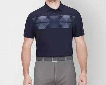 Pga Tour Mens Regular fit Short Sleeve Polo Shirt Large Blue Geometric
