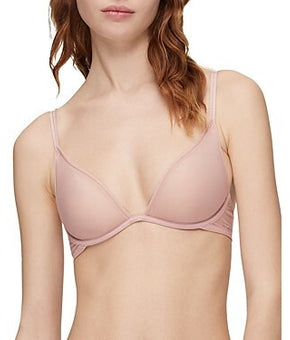 Calvin Klein Women's Sheer Marquisette Unlined Plunge Bra QF6727 Pink Size 34D
