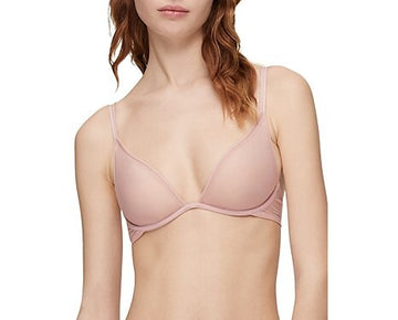 Calvin Klein Women's Sheer Marquisette Unlined Plunge Bra QF6727 Pink Size 34D