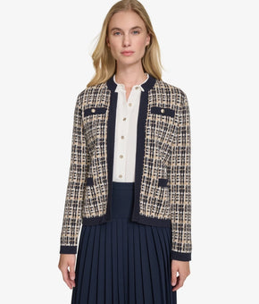 Tommy Hilfiger Open-Front Long-Sleeve Sweater Cardigan Beige Size XS MSRP $99