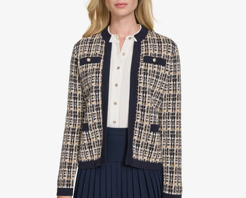 Tommy Hilfiger Open-Front Long-Sleeve Sweater Cardigan Beige Size XS MSRP $99