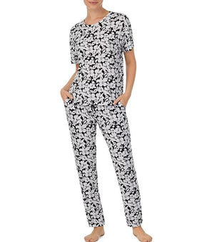 Sanctuary Women's 2-Pc. Printed Jogger Pajamas Set White Black Size S MSRP $72