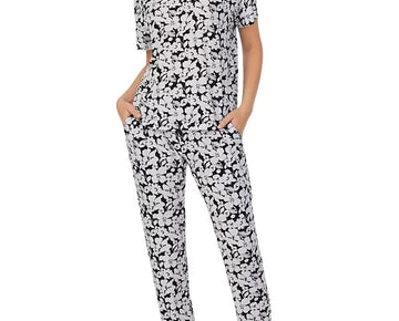 Sanctuary Women's 2-Pc. Printed Jogger Pajamas Set White Black Size S MSRP $72
