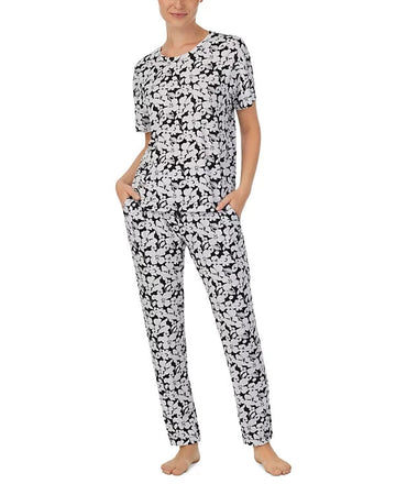 Sanctuary Women's 2-Pc. Printed Jogger Pajamas Set White Black Size S MSRP $72