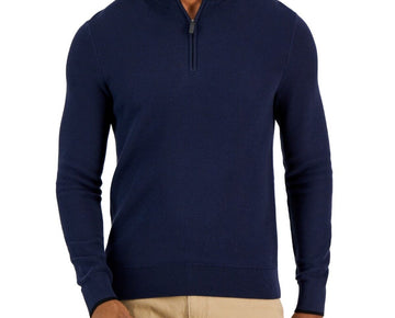 Michael Kors Men's Textured Quarter-Zip Sweater Navy Blue Size XXL MSRP $128