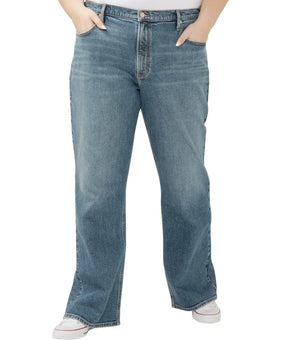 Silver Jeans Co. Plus Size 24W Cotton Mid Rise Baggy Bootcut Jeans Blue $88 SALE