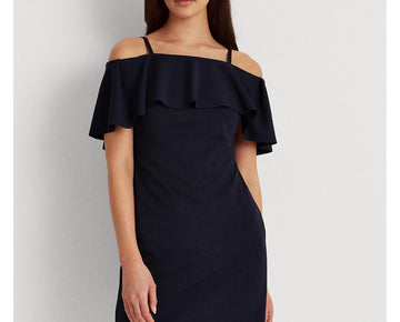 Lauren Ralph Lauren Crepe Cocktail Dress womens navy blue Size 10 MSRP $155