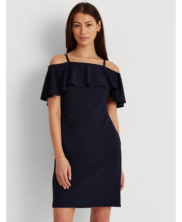 Lauren Ralph Lauren Crepe Cocktail Dress womens navy blue Size 10 MSRP $155