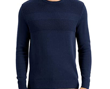 Club Room Mens 100% Cotton Ribbed Trim Sweater Navy Size XL