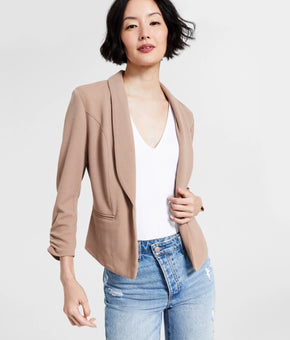 Bar III Women's Petite 3/4-Sleeve Shawl-Collar Blazer Size PS Ginger Brown Beige