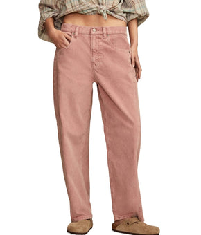 Lucky Brand Women's Mini Corduroy Barrel-Leg Pants Pink SIze 8/29 MSRP $109