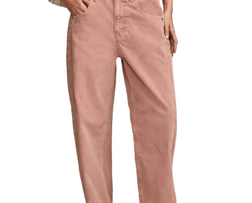 Lucky Brand Women's Mini Corduroy Barrel-Leg Pants Pink SIze 8/29 MSRP $109