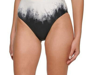 Calvin Klein Women's Printed High Waist Bikini Bottoms Swimsuit Black Size Small