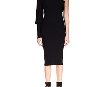 Sanctuary One Shoulder Rib Dress Black Size L (US 10-12)