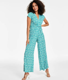 Vince Camuto Women's Cap-Sleeve Wide-Leg Jumpsuit Green Size S MSRP $118