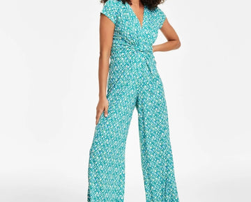 Vince Camuto Women's Cap-Sleeve Wide-Leg Jumpsuit Green Size S MSRP $118
