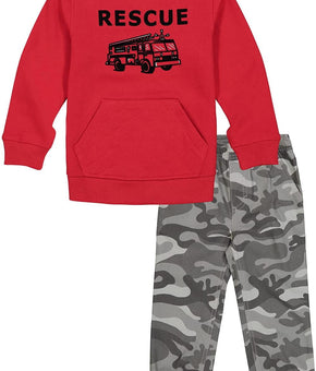 Kids Headquarters Boys 12 M 2ps Firetruck Pullover Sweatshirt Jogger Set Red