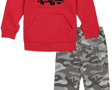 Kids Headquarters Boys 12 M 2ps Firetruck Pullover Sweatshirt Jogger Set Red