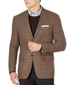 Lauren Ralph Lauren Mens Classic-Fit Stretch Plaid Blazer Brown Size 40